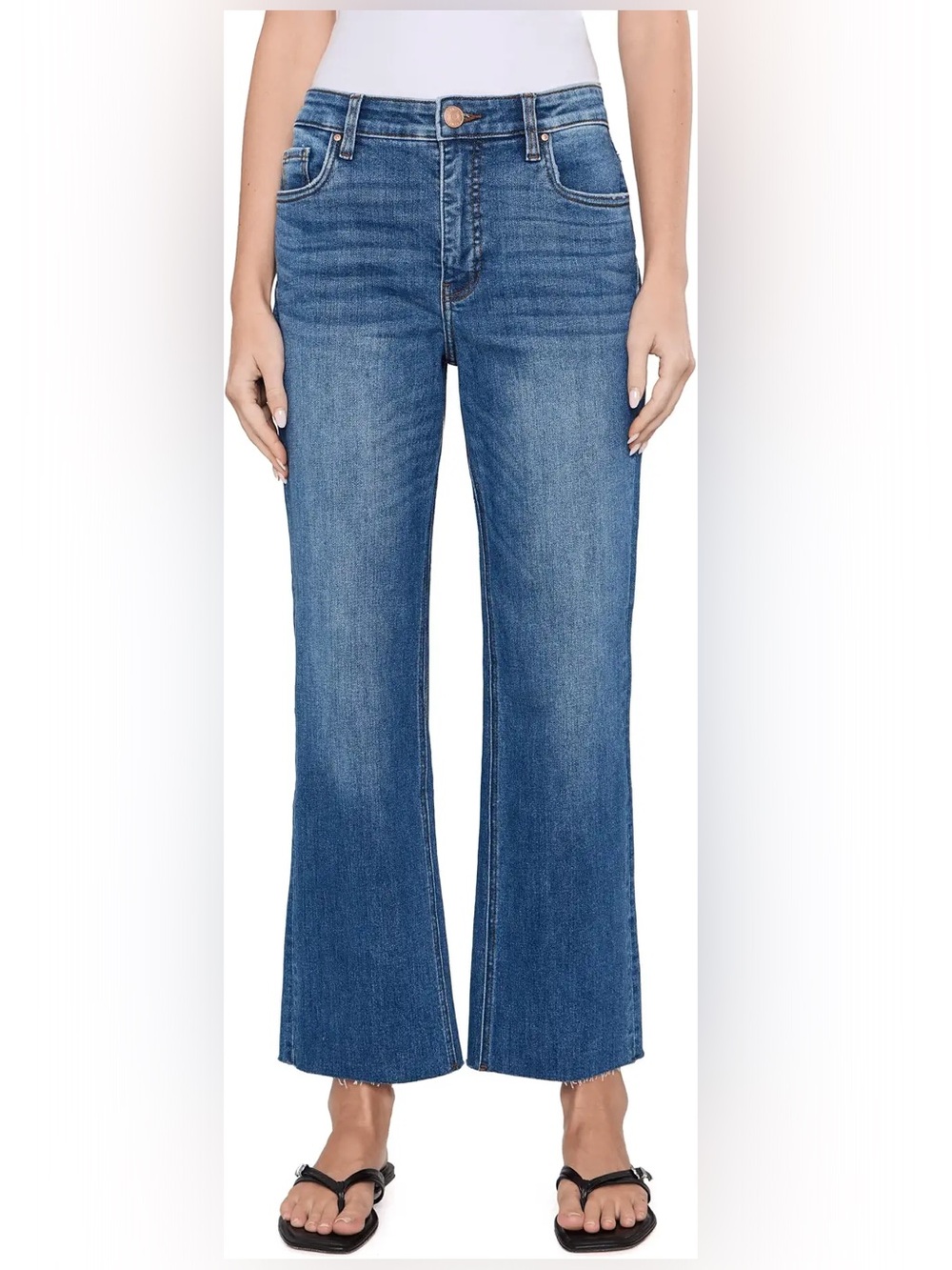 KUT from the Kloth Kelsey High Rise Flare Jeans Raw Hem Ankle Sz 6
